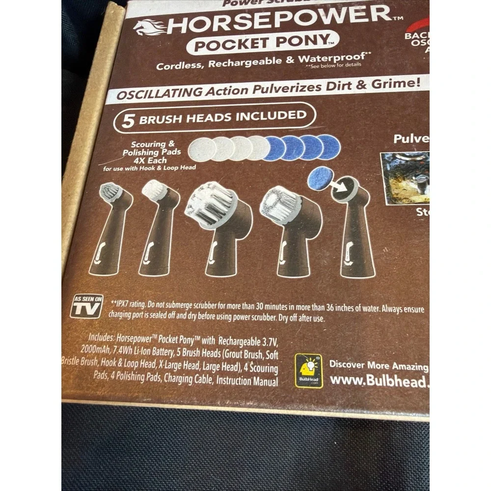 Horsepower Pocket Pony Power Scrubber Waterproof Cordless Pocket-Sized NEW